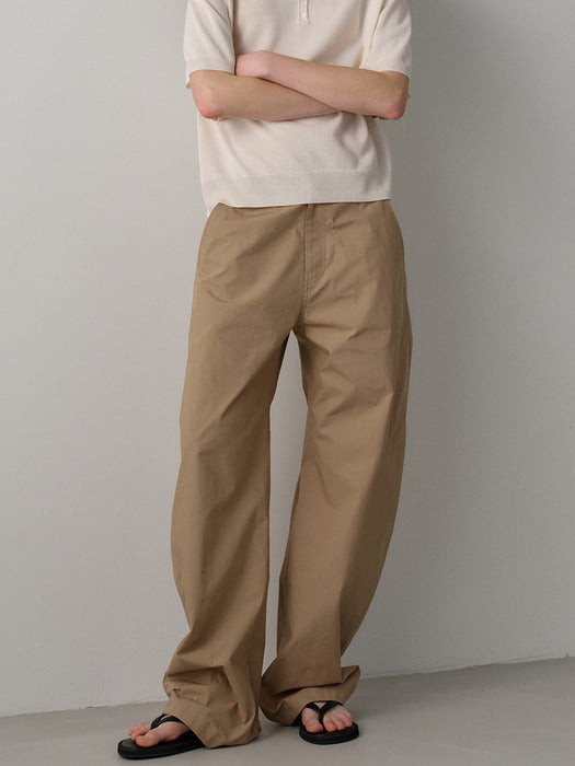 Facade Pattern Round Curved Pants almond beige