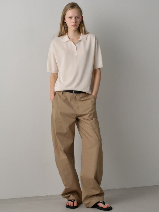 Facade Pattern Round Curved Pants almond beige