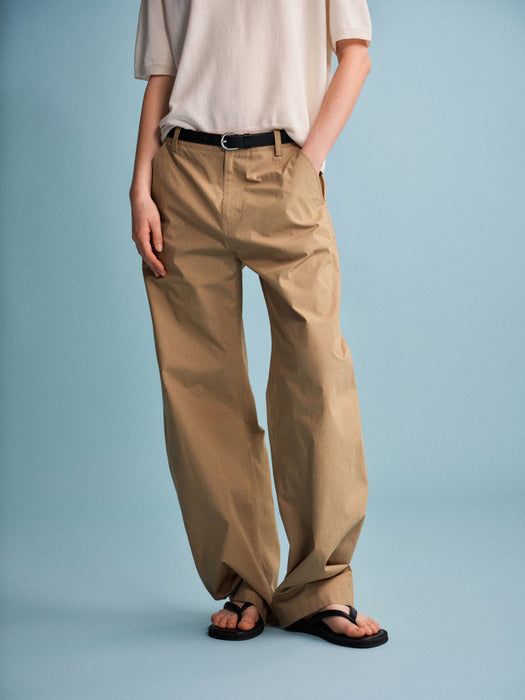 Facade Pattern Round Curved Pants almond beige