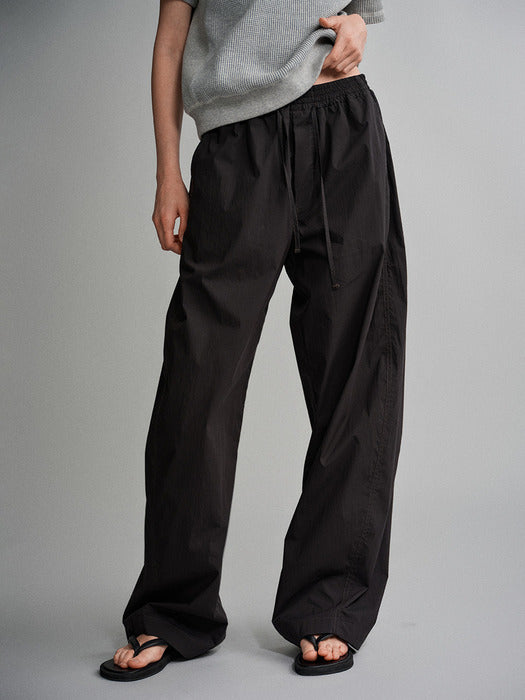 Facade Pattern Breeze Curved Banding Pants black