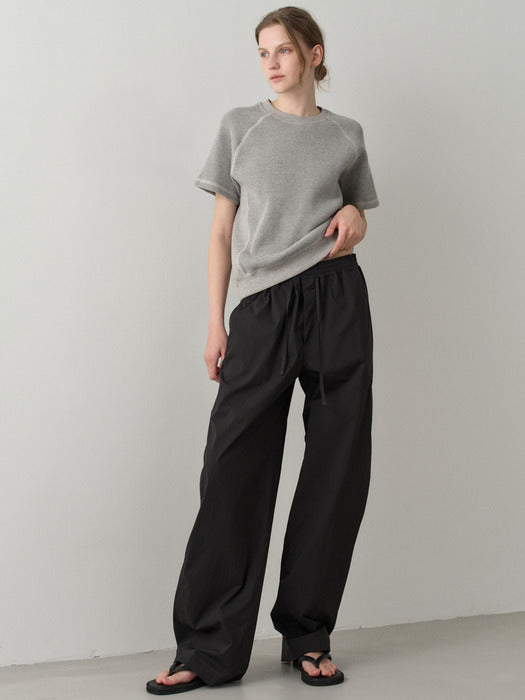 Facade Pattern Breeze Curved Banding Pants black