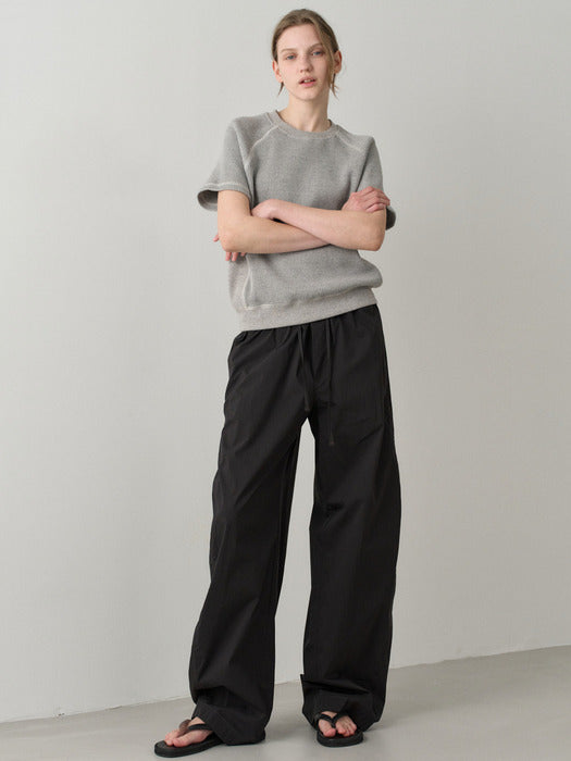 Facade Pattern Breeze Curved Banding Pants black