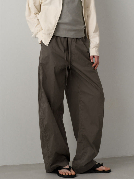 Facade Pattern Breeze Curved Banding Pants ash brown