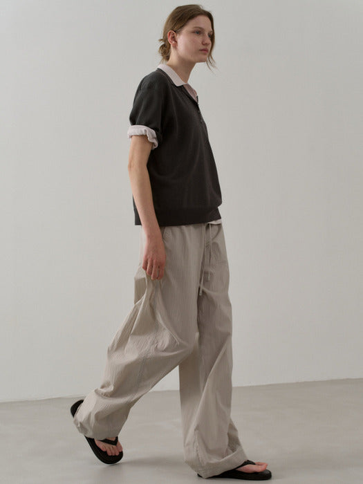 Facade Pattern Breeze Curved Banding Pants soft grey