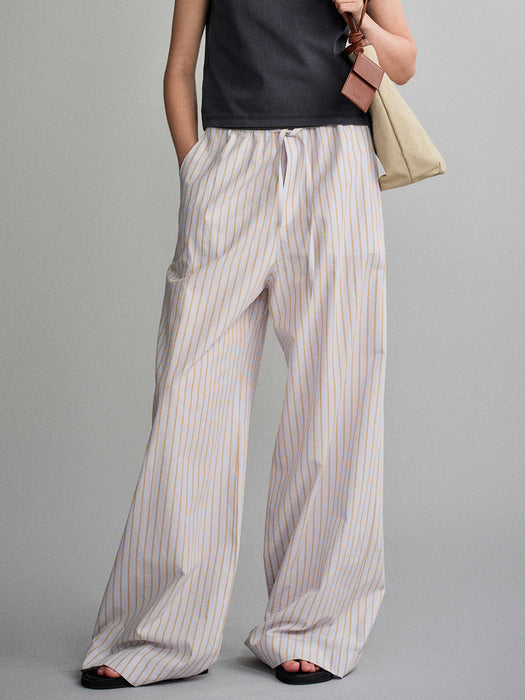 Facade Pattern Stripe Wide Banding Pants lavender