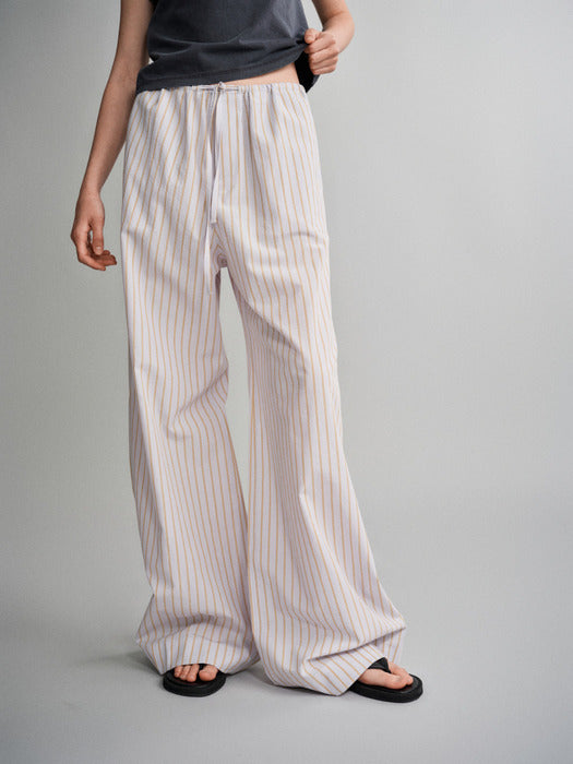 Facade Pattern Stripe Wide Banding Pants lavender