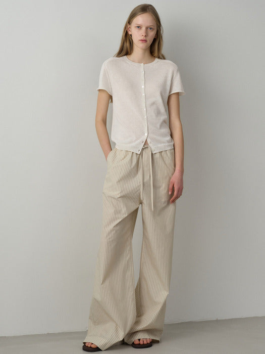Facade Pattern Stripe Wide Banding Pants ivory