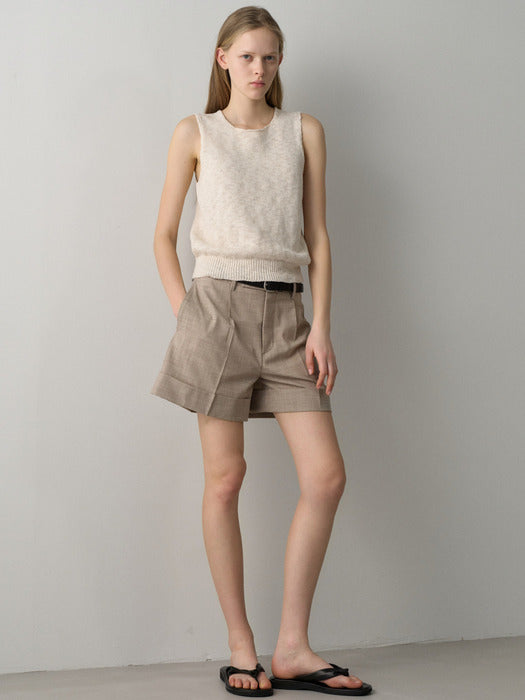 [facade pattern] Summer Wool Bermuda Pants_oatmeal