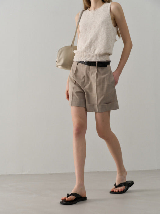 [facade pattern] Summer Wool Bermuda Pants_oatmeal