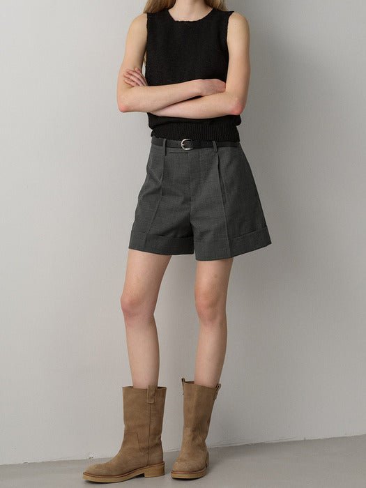 Facade Pattern Summer Wool Bermuda Pants charcoal