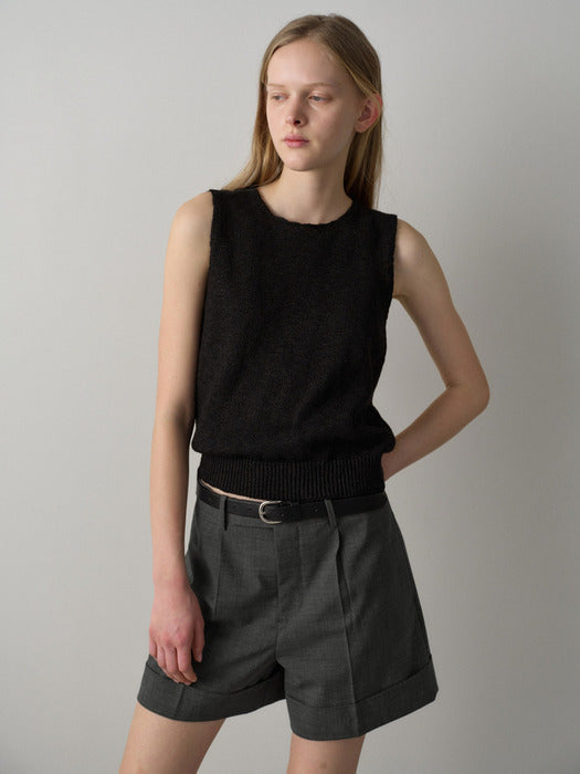 Facade Pattern Summer Wool Bermuda Pants charcoal