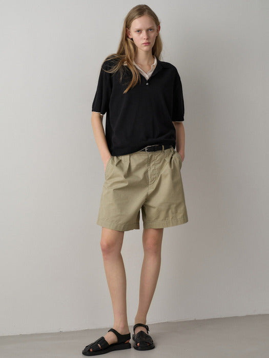 Facade Pattern Vintage Two-Pleat Shorts ash sage