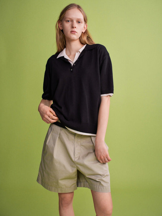 Facade Pattern Vintage Two-Pleat Shorts ash sage