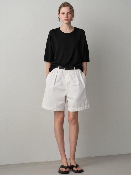 Facade Pattern Vintage Two-Pleat Shorts white