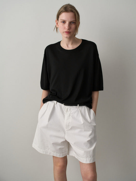 Facade Pattern Vintage Two-Pleat Shorts white