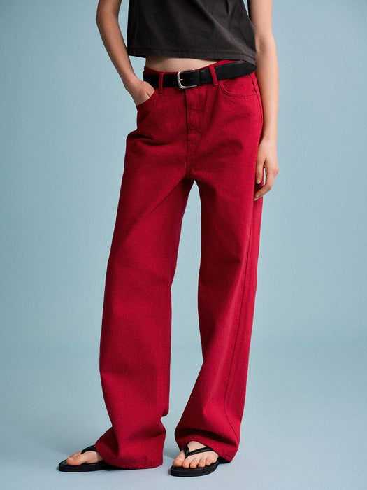 Facade Pattern Classic Straight Denim vintage red