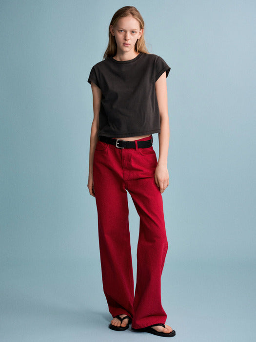 Facade Pattern Classic Straight Denim vintage red
