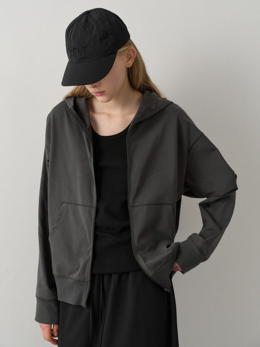 Facade Pattern Cotton Light Hoodie Zip-up charcoal