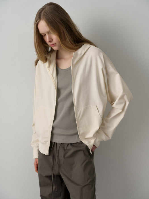 Facade Pattern Cotton Light Hoodie Zip-up ivory