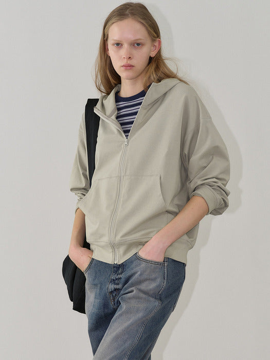 Facade Pattern Cotton Light Hoodie Zip-up sage