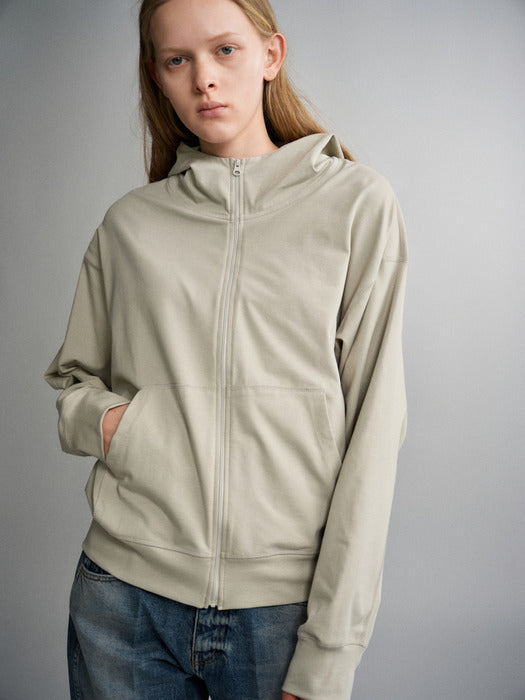 Facade Pattern Cotton Light Hoodie Zip-up sage