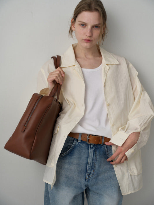 Facade Pattern Open Collar Shirt Jacket cream