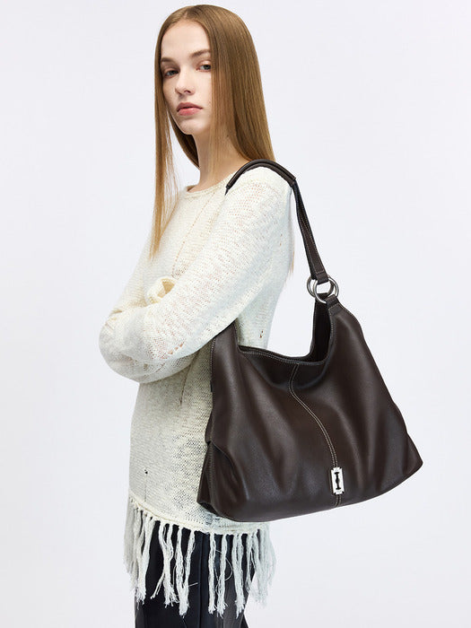 Vunque Halfmoon Attache Two Handle Shoulder Medium Dark Brown