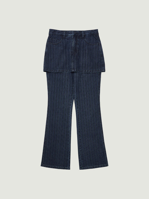 Grove 26Ss Nell Denim Skirt Pants (Dark Blue)
