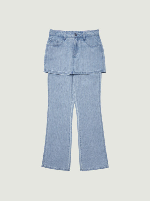 Grove 26Ss Nell Denim Skirt Pants (Light Blue)