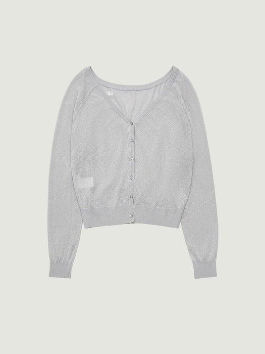 Grove 26Ss Colette Off-Shoulder Cardigan (Light Gray)