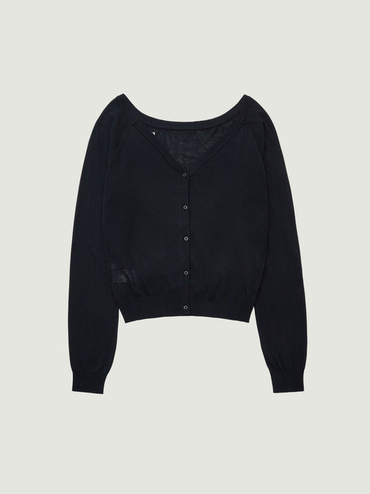 Grove 26Ss Colette Off-Shoulder Cardigan (Navy)