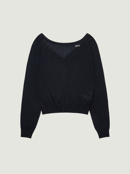 Grove 26Ss Colette Off-Shoulder Cardigan (Navy)