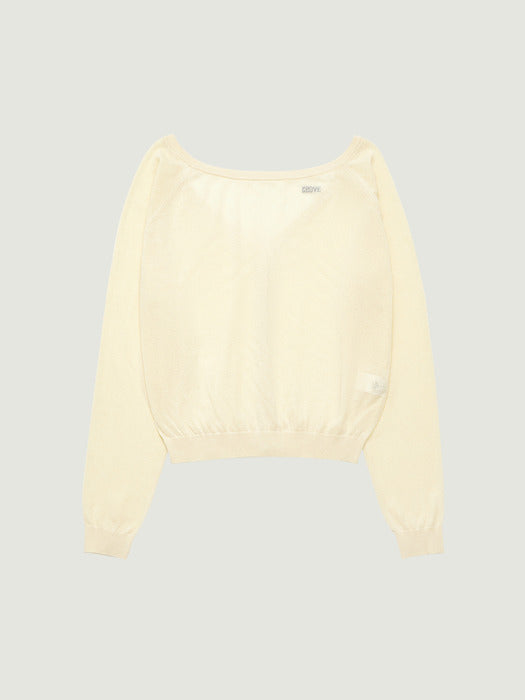 Grove 26Ss Colette Off-Shoulder Cardigan (Cream)