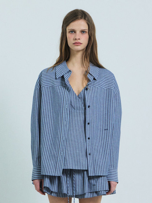 Grove 26Ss Lani Stripe Shirt (Navy)