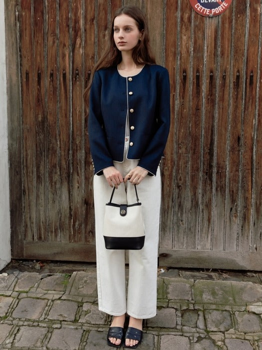 Wconcept_Depound town bag (bucket shoulder) - herringbone ivory