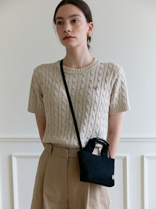 Wconcept_Depound half sleeve cable knit - oatmeal