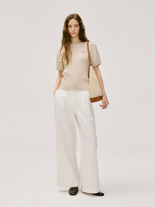 Wconcept_Depound half sleeve cable knit - oatmeal