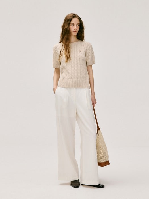 Wconcept_Depound half sleeve cable knit - oatmeal