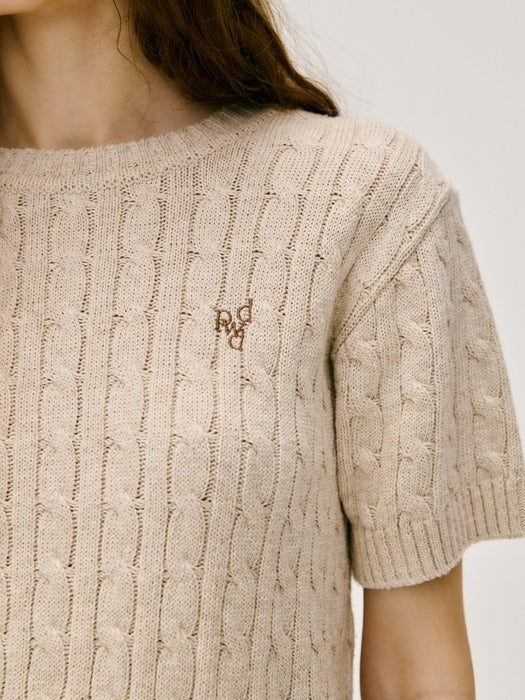 Wconcept_Depound half sleeve cable knit - oatmeal