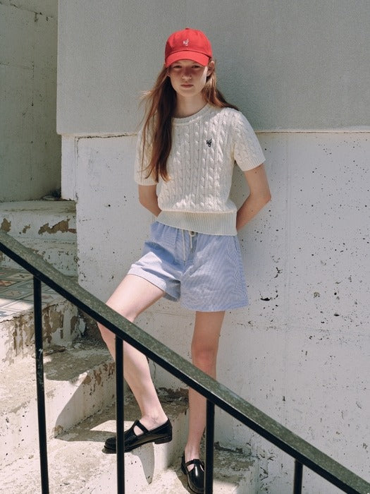 Wconcept_Depound half sleeve cable knit - ivory