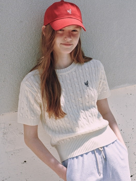 Wconcept_Depound half sleeve cable knit - ivory