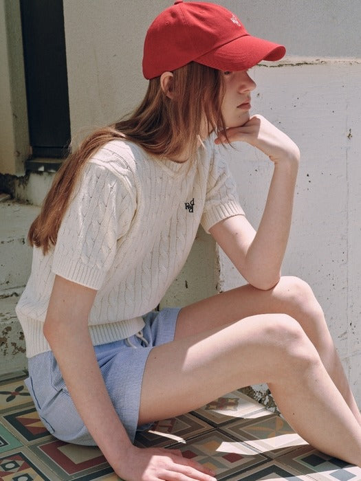 Wconcept_Depound half sleeve cable knit - ivory