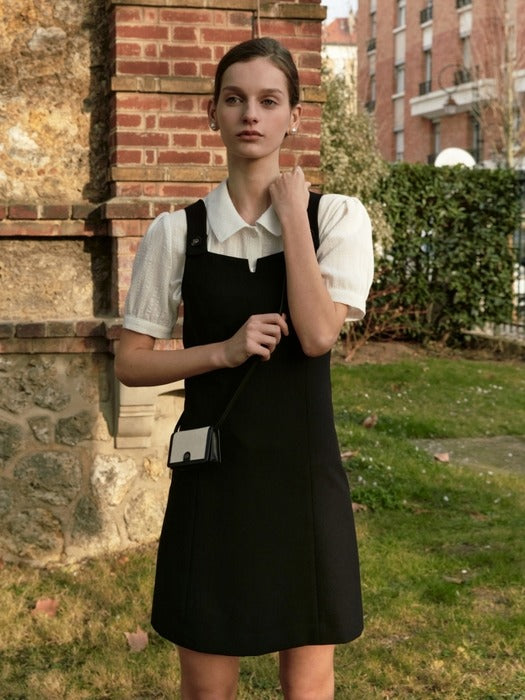 Wconcept_Depound dp button sleeveless mini dress - black