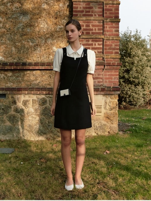 Wconcept_Depound dp button sleeveless mini dress - black