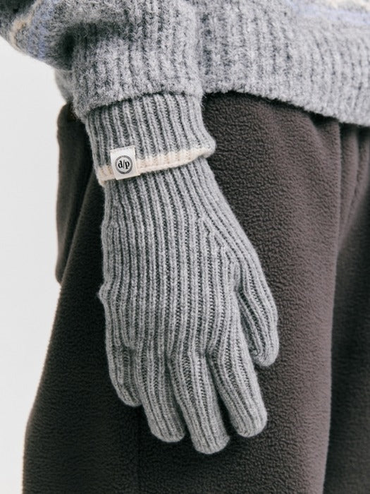 Depound line knit gloves - gray