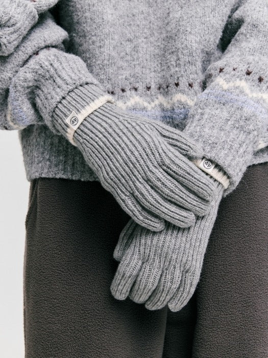 Depound line knit gloves - gray