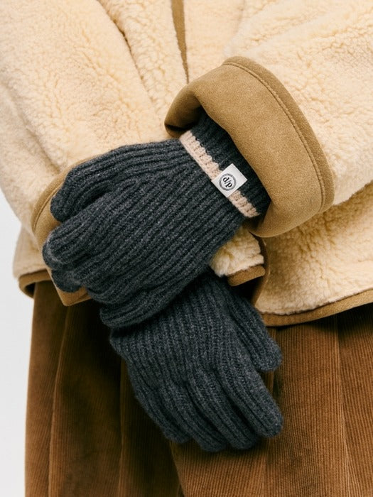 Depound line knit gloves - charcoal