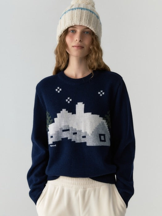 Wconcept_Depound snow cabin wool knit - navy