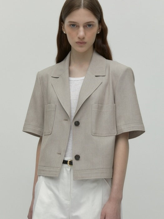 Wconcept_Depound pocket tweed jacket - beige