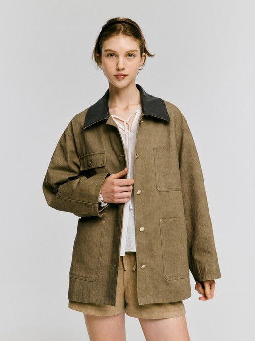Wconcept_Depound gold button work jacket - brown